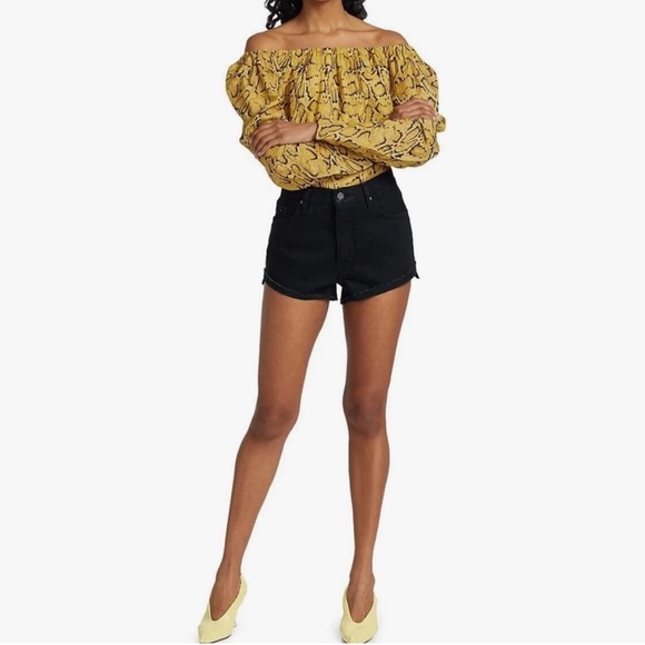 FRAME NWOT Off the Shoulder Billow Top in Python Yellow Size XS $445 MSRP - Picture 4 of 12